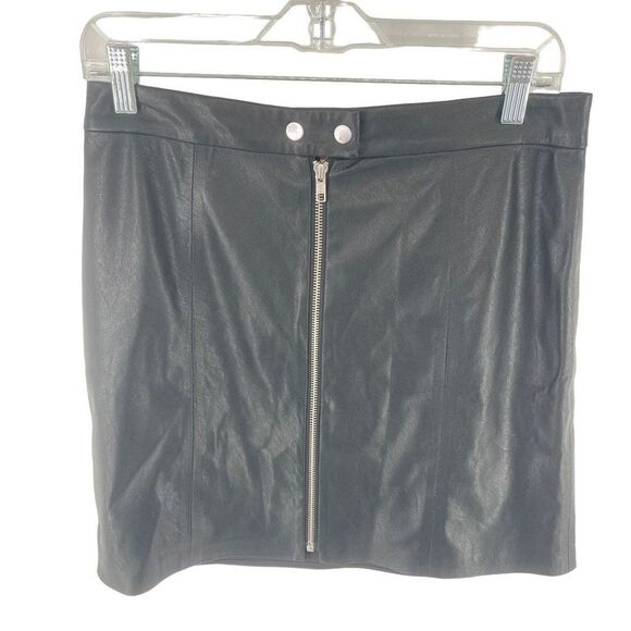 n:Philanthropy Women's Vegan Leather Skirt Mini Zip Closure Straight Black Large - Picture 3 of 10